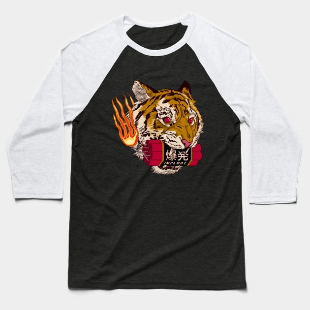 Tiger with dynamite Baseball T-Shirt by NevermindOnArt